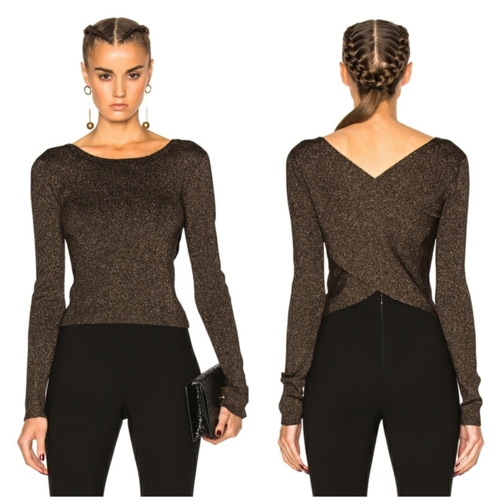 A.L.C. | Metallic Ribbed Cross-Back Chance Sweater